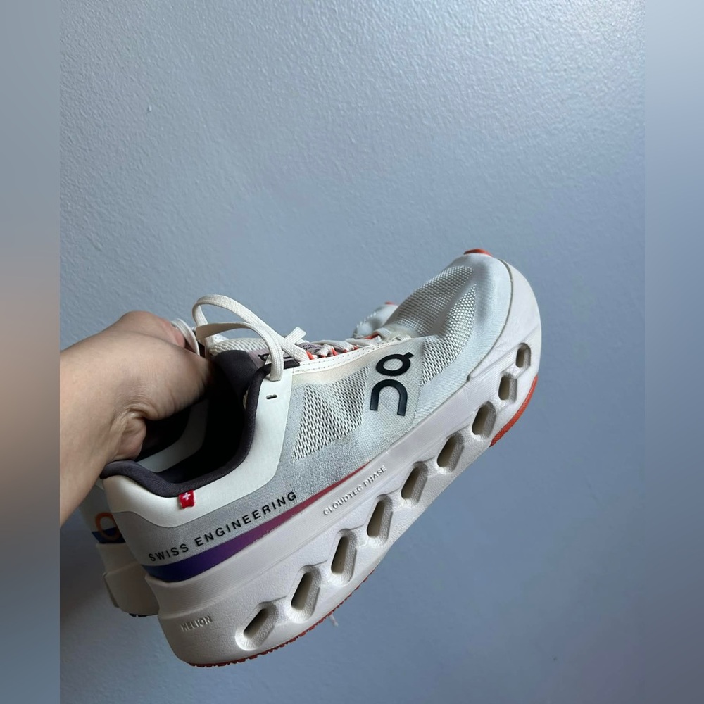 On Running Women's Cream and Purple Athletic Shoes